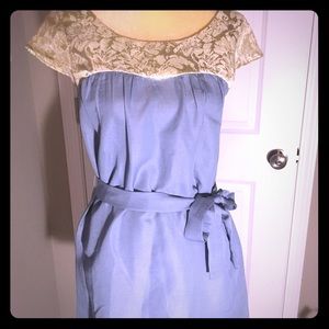 Blue and gold tapestry mini dress size S